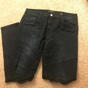 Men’s moto faded black jeans